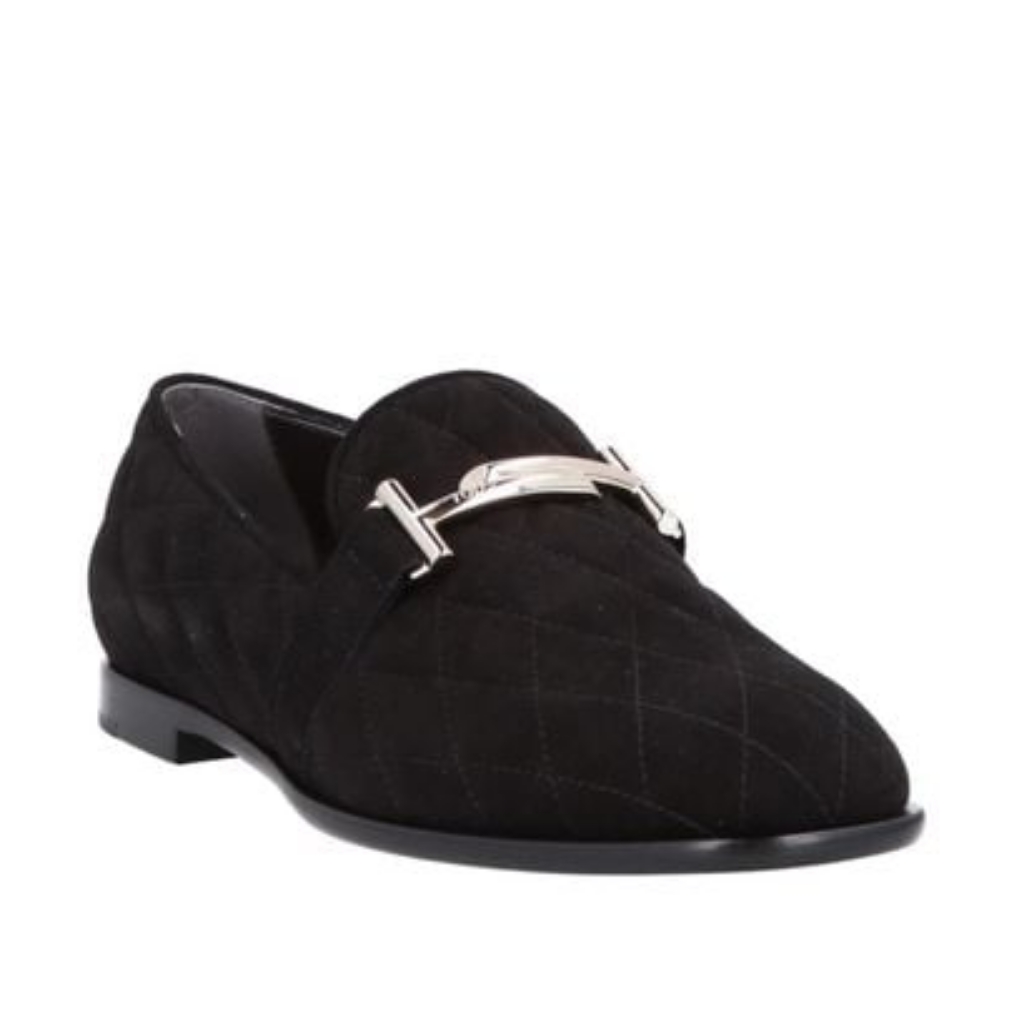 Tod's Velvet Suede Quilted Double T Loafers
